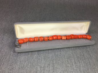 Fabulous Brand New Chunky Orange Coral Bracelet - Made To Retail For $295 In Boutiques Greenwich / Hamptons