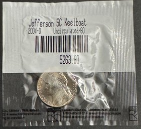 2004-D Uncirculated Jefferson Keelboat Nickel In Littleton Package