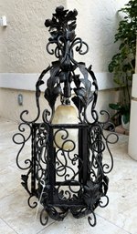 A Vintage Wrought Iron Hanging Lantern, C. 1970's