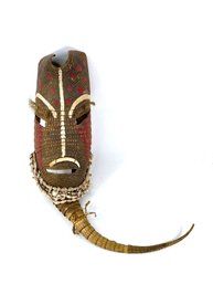 Mexican Armadillo With Tail Mask With Natural Specimen Shells And Wild Boar Tusk