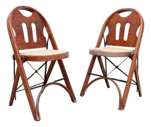 Set Of 2 Vintage  1920's Louis Rastetter & Sons Kumfort Folding Chairs