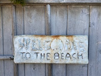 Welcome To The Beach - Natural Material Sign