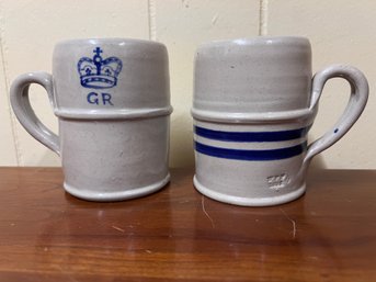 Pair Of Danish Stoneware Mugs With Maker's Mark