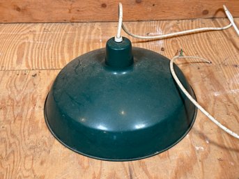 An Industrial Pendant Light In Green Porcelain On Tin