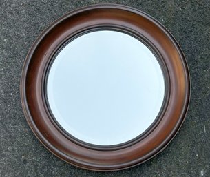 A Vintage Beveled Mirror In Fruit Wood Frame