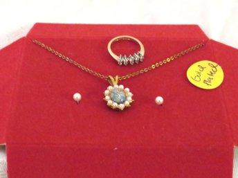 14k And 18K Gold Plated Jewelry Ring, Necklace & Earrings