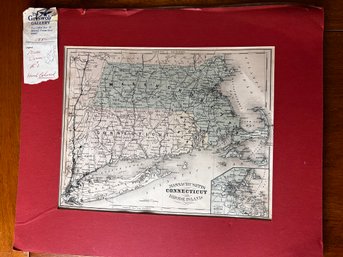 Hand-colored Circa 1880 Map Of Connecticut, Massachusetts & Rhode Island