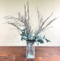 Faux Floral In Glass Vase