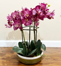 A High Quality Faux Silk Orchid In A Planter