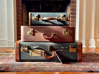 Three Attic Found Vintage Suitcases...Great For Display