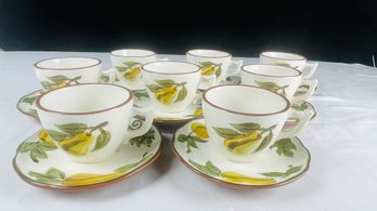 Stangl Sculptured Fruit Cup And Saucers
