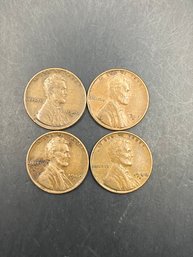 4 Wheat Pennies 1946-S, 3-1940-s