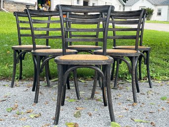 A Set Of 6 Cane Seated Cafe Chairs