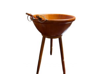 Large Wooden Salad Bowl On Stand
