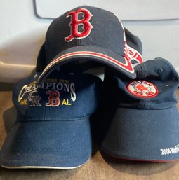 Three Boston Red Socks Hats