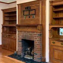 An Original Quarter Sawn Oak Mantle And Breast Plate