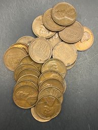 25 Wheat Pennies 1940's, 1950's S-Mint