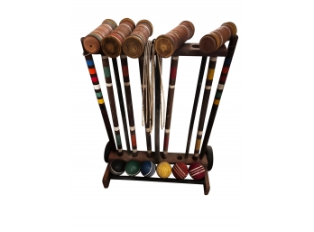 Vintage Croquet Set With Stand