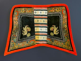 An Antique Tibetan Saddle Blanket, With Embroidered Snow Lion Motif