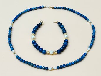 Beaded Necklace And Bracelet In 14K Gold