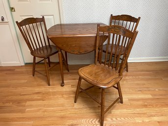 Hitchcock Furniture, Drop Leaf Breakfast Table And Three Chairs.