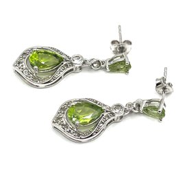 Sterling Silver Peridot Color Stone Dangle Earrings