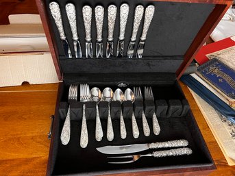 S. Kirk & Son Sterling Silver Repousse Flatware, Service For Eight In Case - 50 Pieces Total