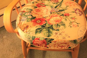 Like New Vintage Rocking Chair In A Blonde Wood With Custom Made Cushions