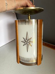 1960s Starburst Glass & Teak Light/lamp Shade