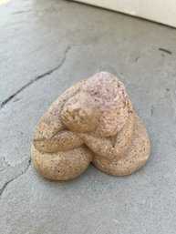 Hand Carved Sculpture Of Serene Female Figure Made From Riverstone. One Of A Kind.