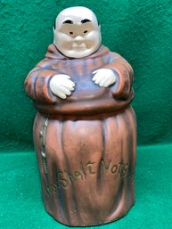 Vintage Friar Tuck Coolkie Jar. 'Thou Shall Not Steal.' 12 1/2' Tall.