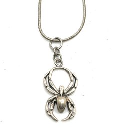 Vintage Italian Sterling Silver Smooth Chain With Spider Pendant