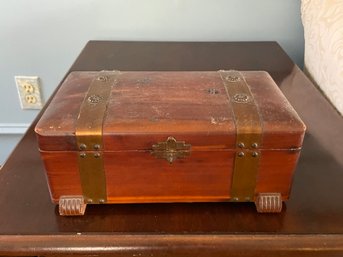 Brass And  Cedar Jewelry Box.