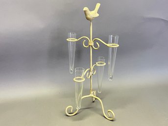 Metal Bird Bud Vase Centerpiece Display