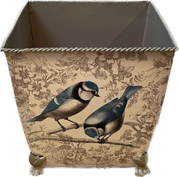 Square Toleware Cachepot Planter With Bird Design