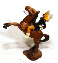 Vintage Dime Store Lead Figure Cowgirl On Rearing Horseback