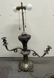 Real Nice Silver Plate Two Arm Lamp