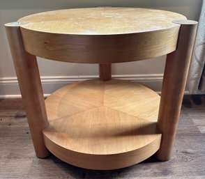 Mid Century Modern Solid Wood Round Side Table