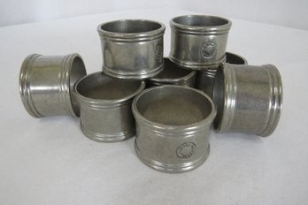 A Set Of 8 Pewter Napkin Rings By Pottery Barn