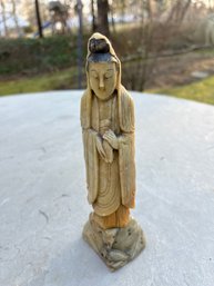 Chinese Soapstone Carving Woman Immortal Guanyin Kwan Yin Figurine