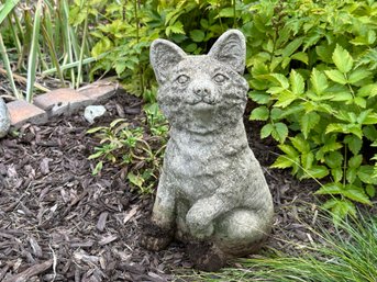 Vintage Garden Statuary: An Endearing Fox In Cast-Cement