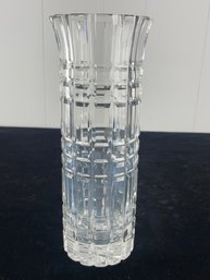 Clear Glass Grid Patterned Vase