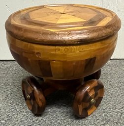 Parquetry Covered Wooden Vessel