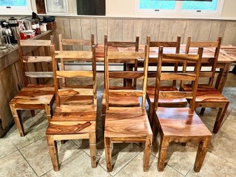 Set Of 8 Gorgeous And Heavy Possibly Heartwood Dining Chairs