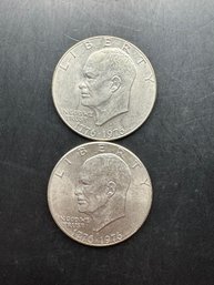 2 Eisenhower Dollars 1976, 1976-D