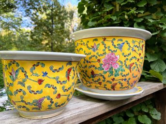 Pair Of Yellow Planter Pots