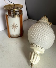1960s Milk-glass Ceiling Light Fixture -working Condition