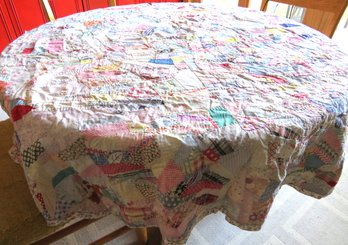 Vintage Feed Sack Patchwork Round Tablecloth