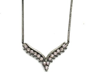 Lovely After Thoughts Designer Light Pink Stone V Necklace