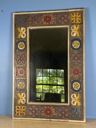 Vintage Western Mexico Wood Frame Mirror